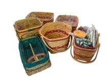 Longaberger Baskets lot of 6 Christmas, with some liners and misc