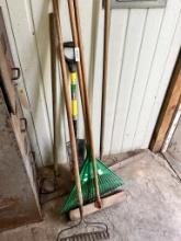 Long Handled lot w/ rake, shovel, etc.