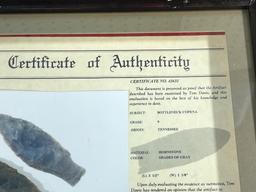 Arrowheads Artifacts Copena w/ Davis COA in frame, great artifact