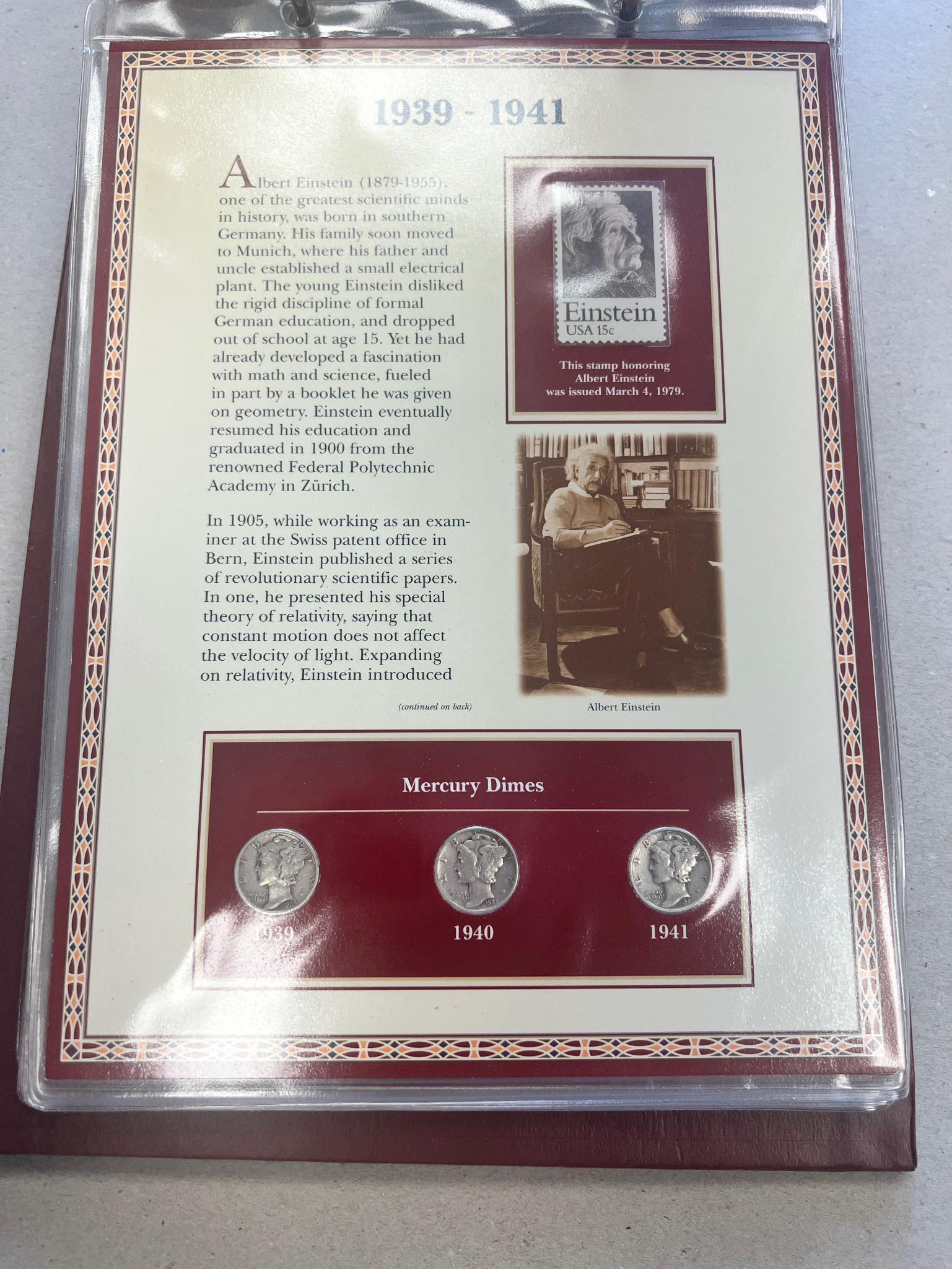 PCS Stamps and Coin Mercury Dime set, includes 6 Mercury Dimes and some stamps