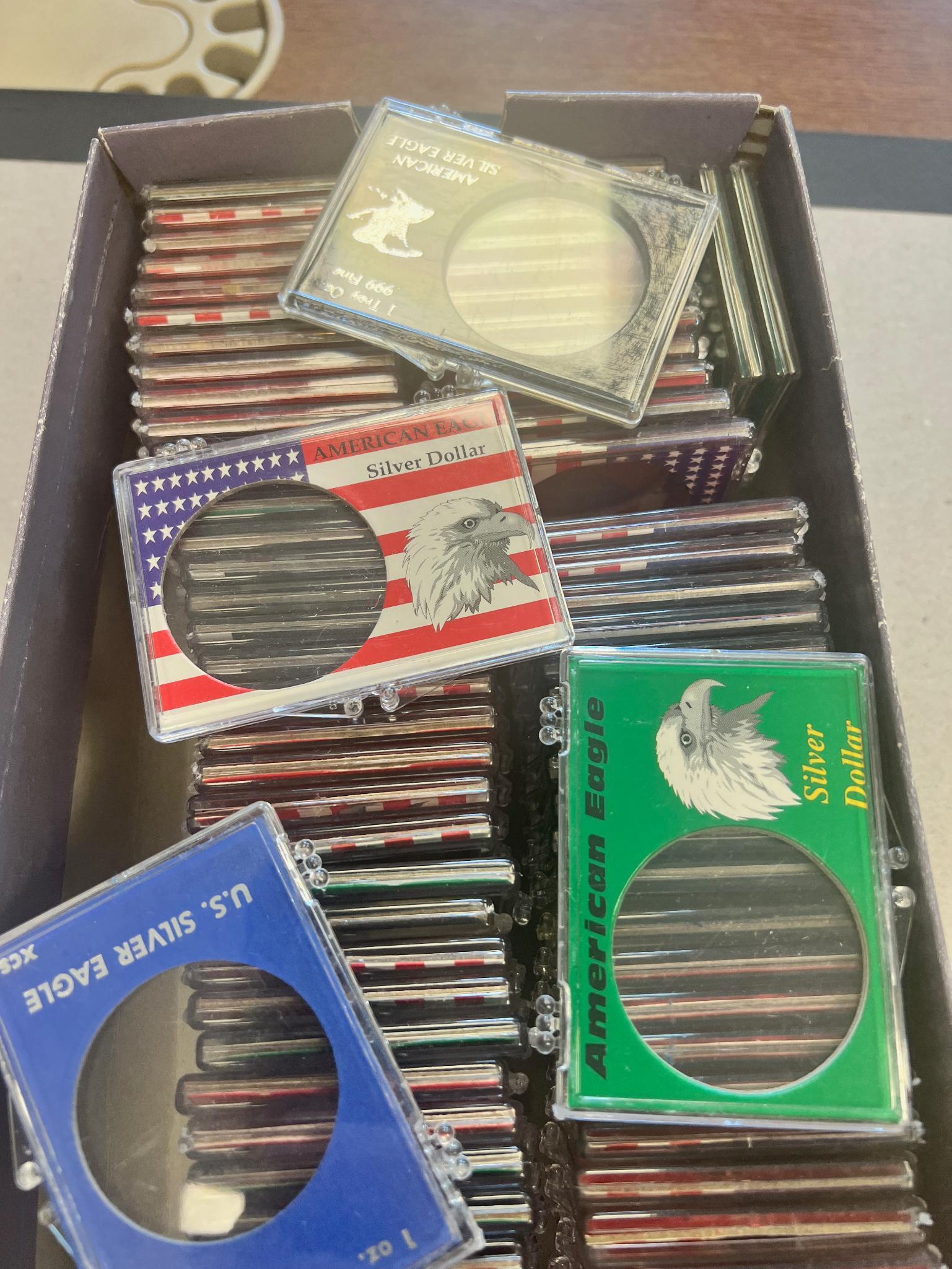 90+ US Silver Eagle Snap Case, Most appear unused