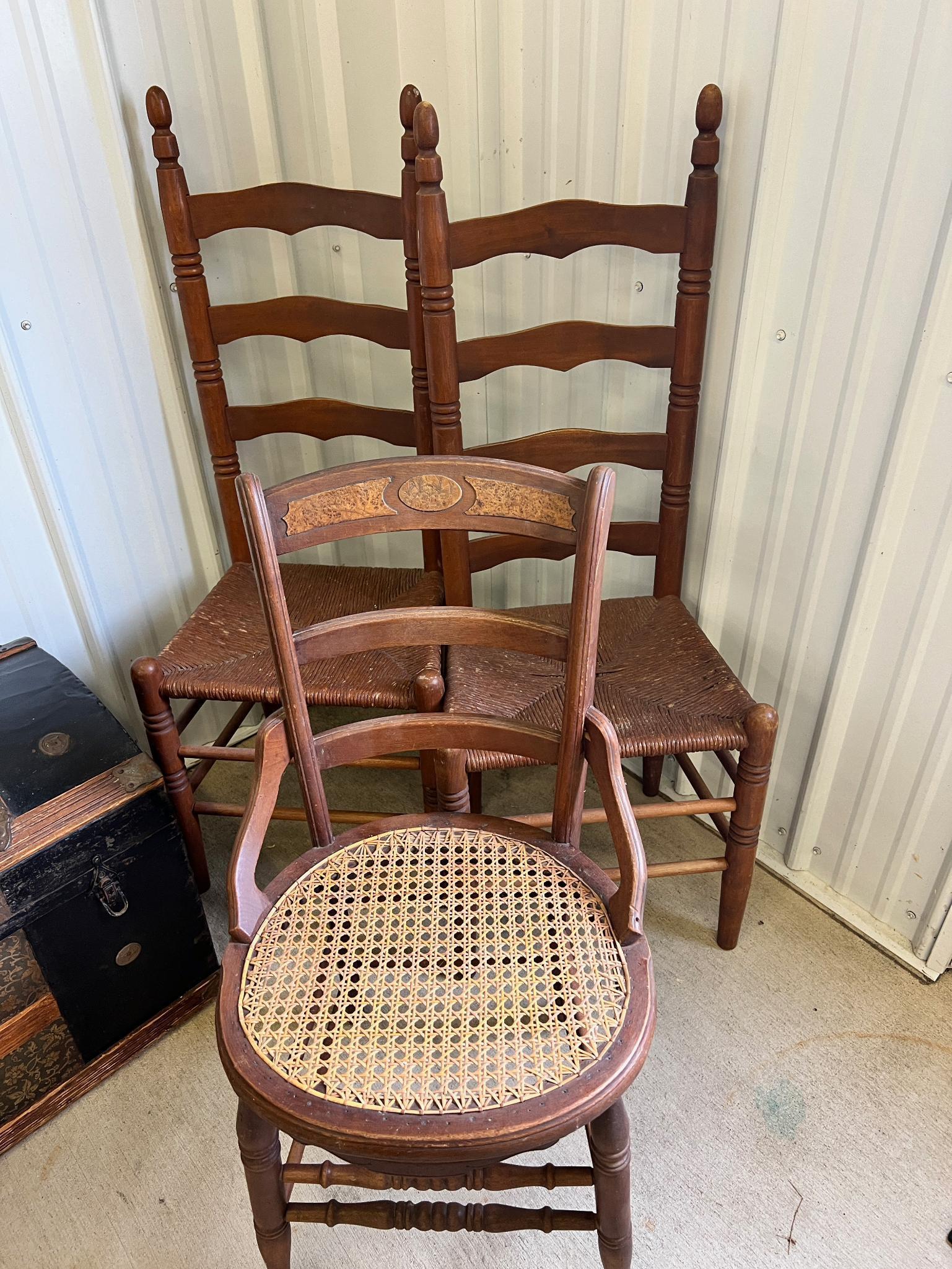 3 Caned Chairs 2 are Rush style