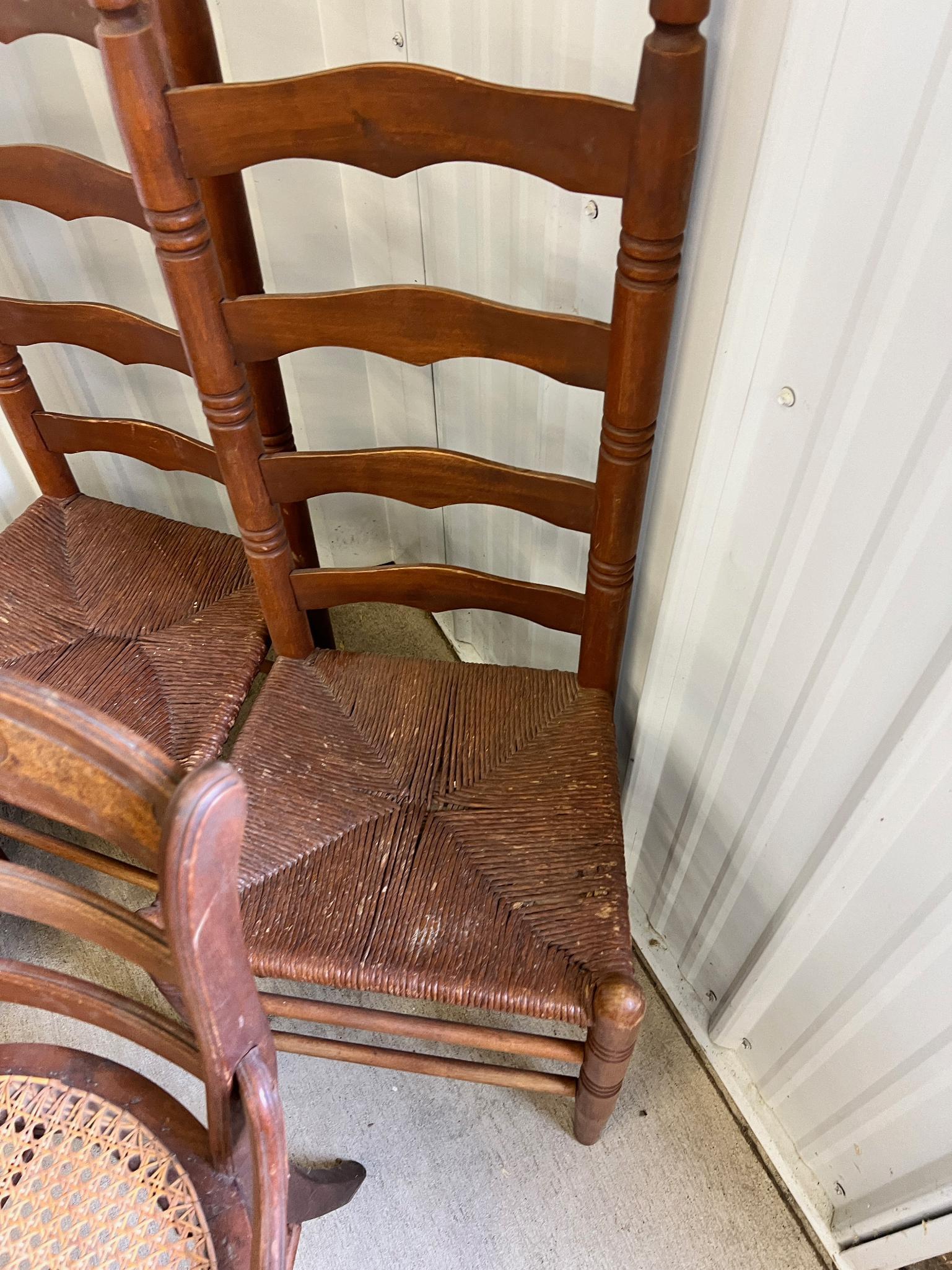 3 Caned Chairs 2 are Rush style