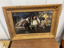 Pheasant Bounty Picture in Guilded Frame - repaired 28" x 2