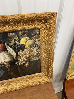 Pheasant Bounty Picture in Guilded Frame - repaired 28" x 2