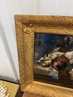 Pheasant Bounty Picture in Guilded Frame - repaired 28" x 2