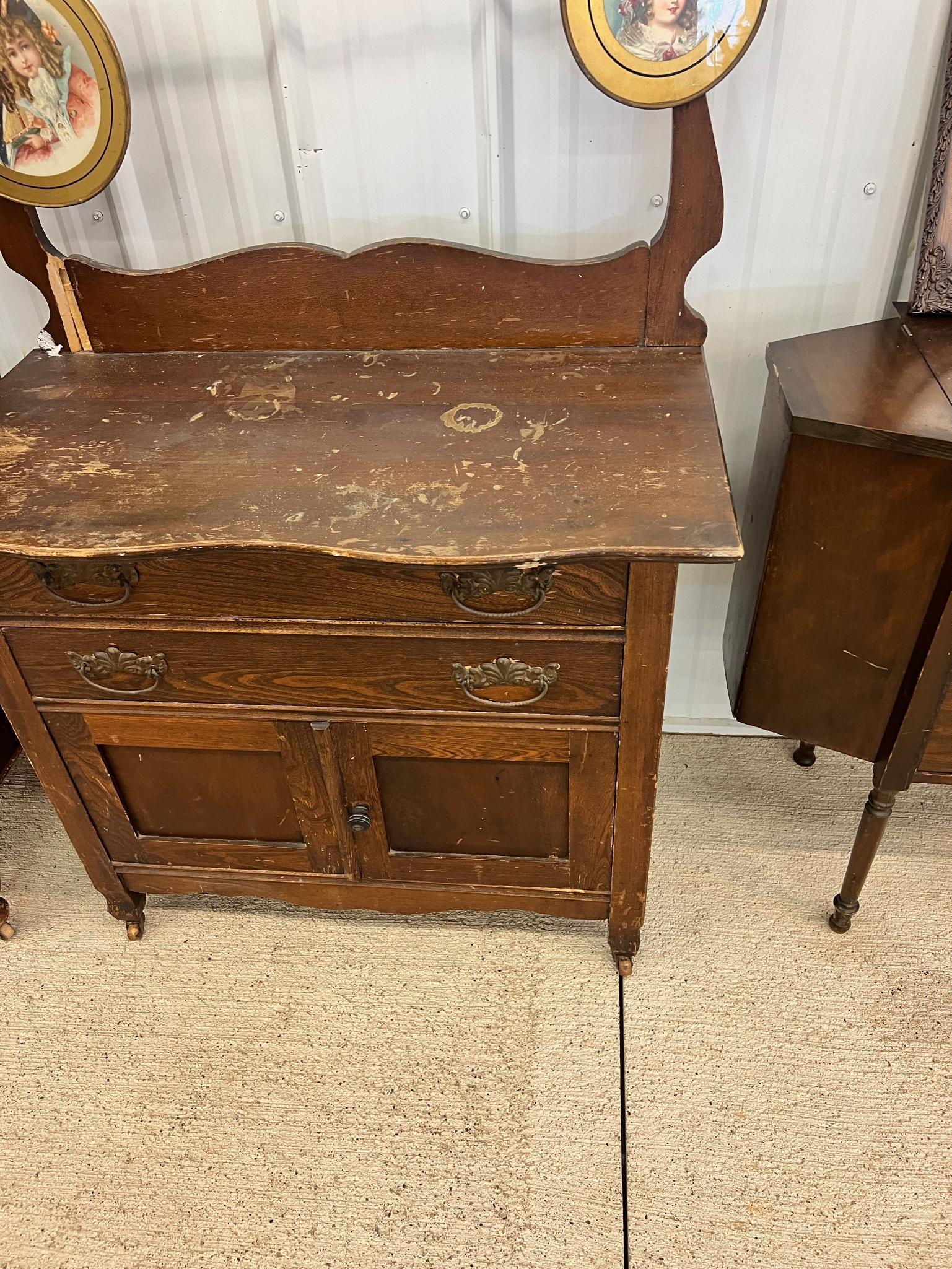 Dry Sink dovetailed, casters needs restored 29" tall x 33" wide