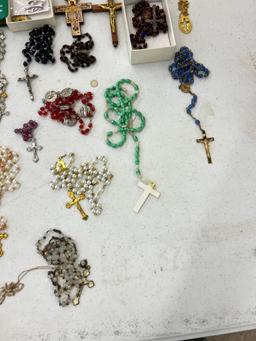 Rosaries - Large lot and additional religious items