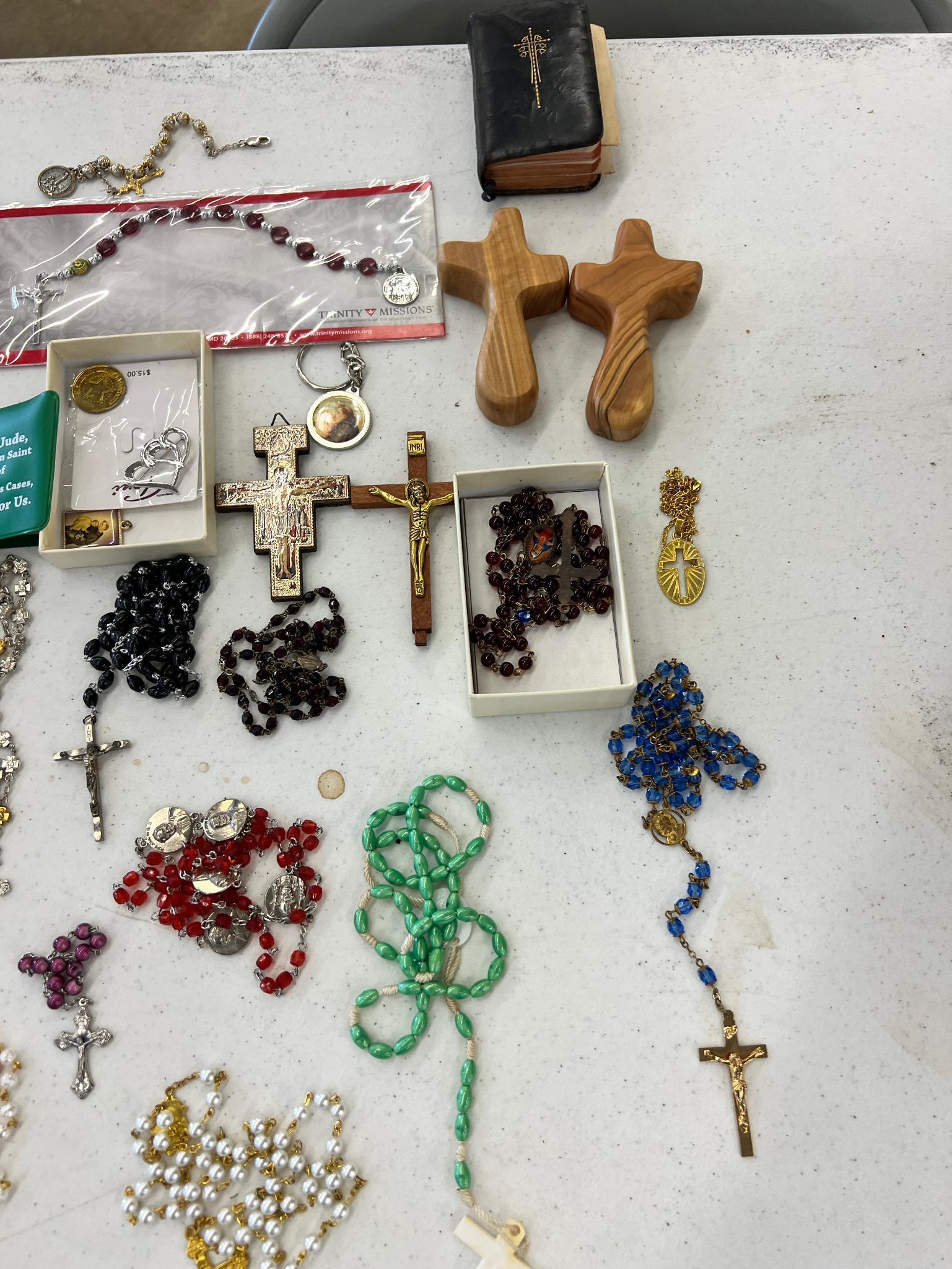 Rosaries - Large lot and additional religious items