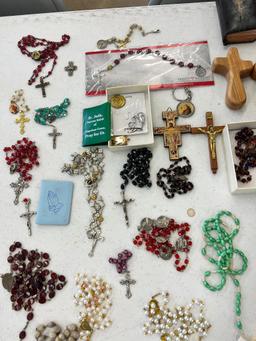 Rosaries - Large lot and additional religious items
