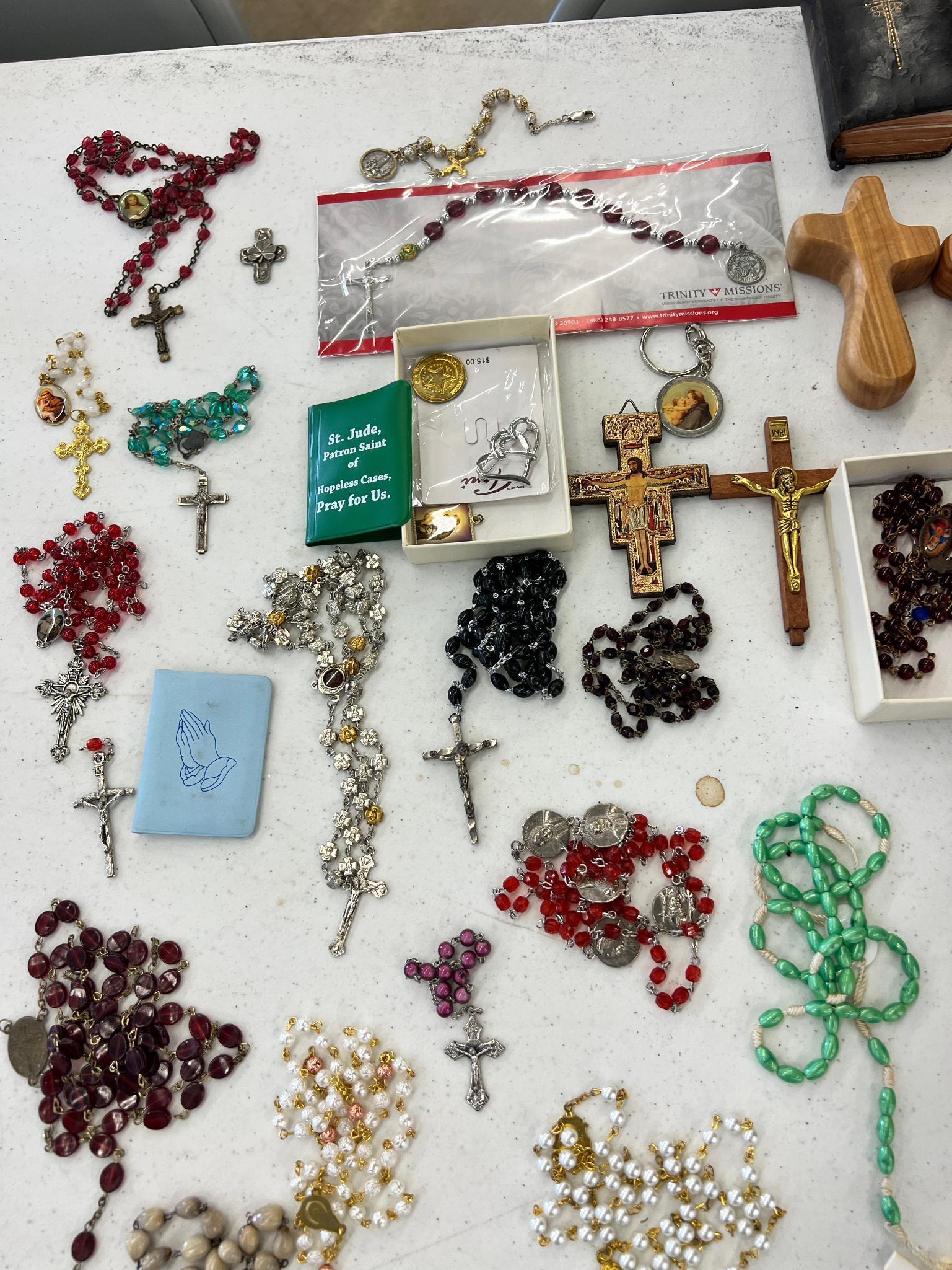 Rosaries - Large lot and additional religious items