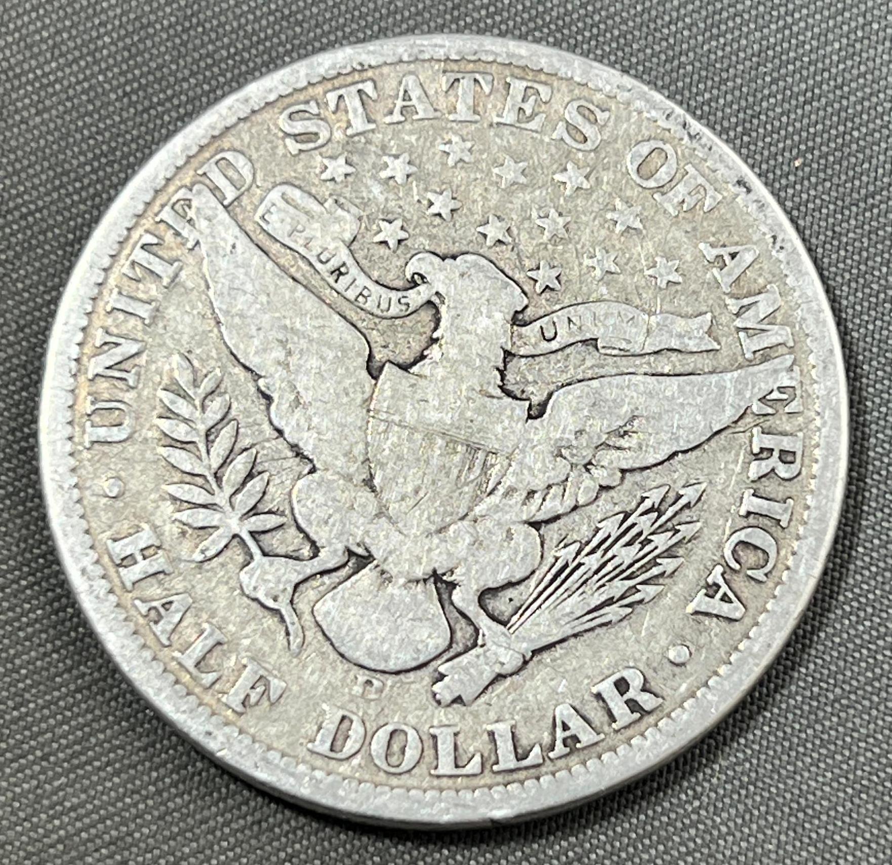 1908-D Barber Half Dollar, 90% Silver