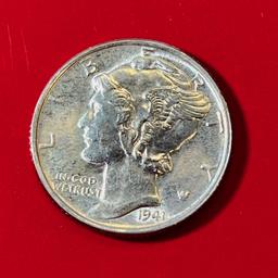 1941 Mercury Dime, BU, Split Bands