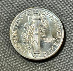 1942 Mercury Dime, BU, Split Bands