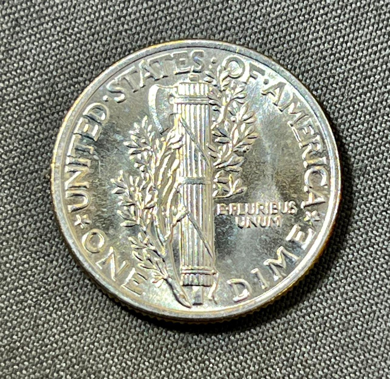 1942 Mercury Dime, BU, Split Bands
