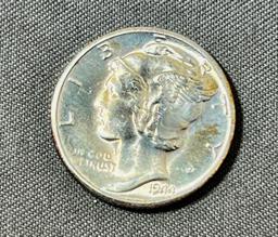 1944-D Mercury Dime, BU, Split Bands