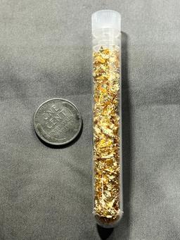 Vial of Gold Flake, Wheat cent for size reference and not included