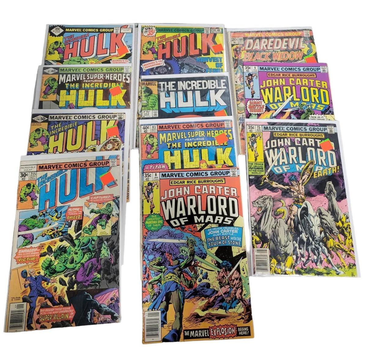 Marvel Comics lot of 11 including: Hulk and John Carter