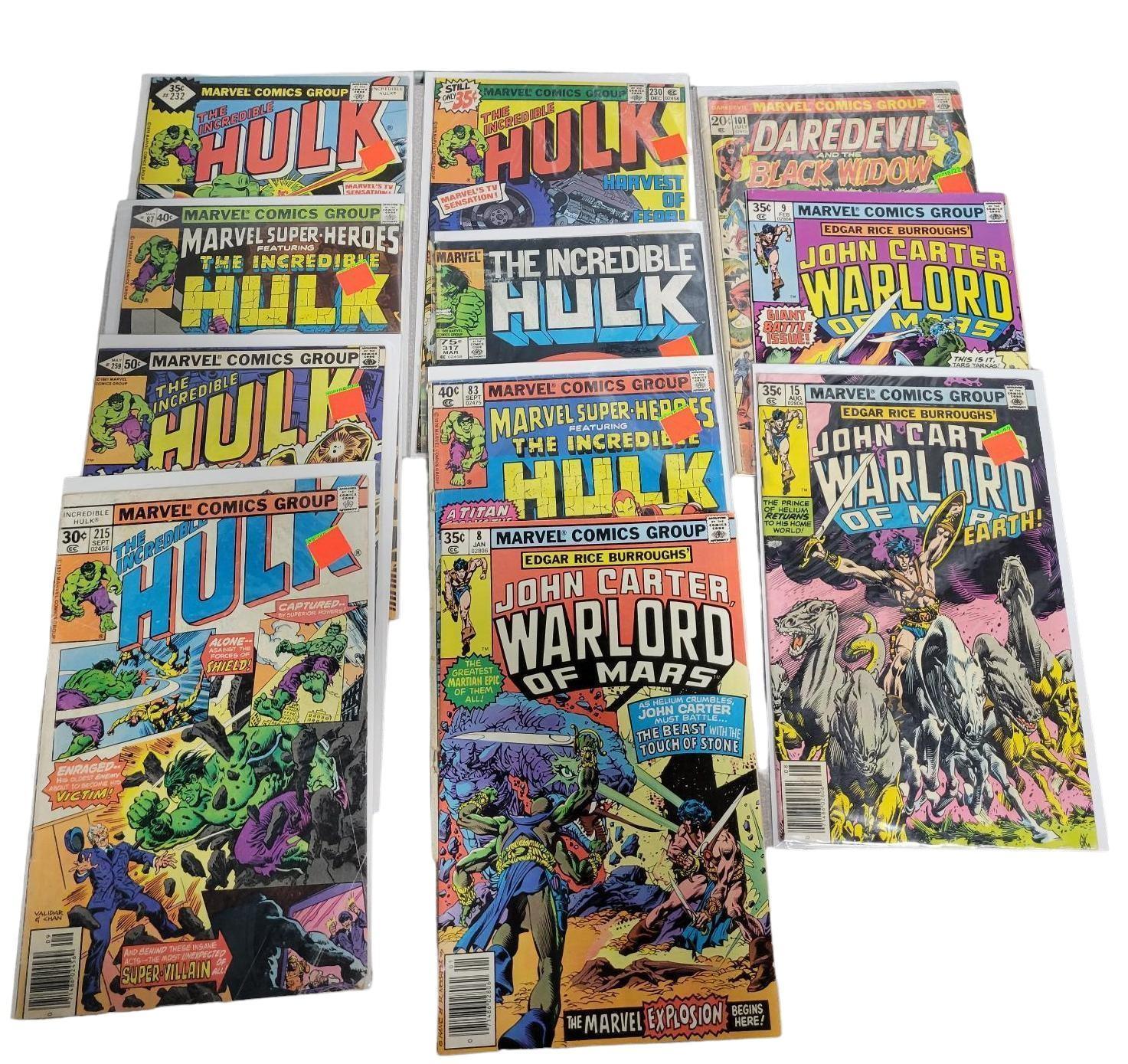 Marvel Comics lot of 11 including: Hulk and John Carter