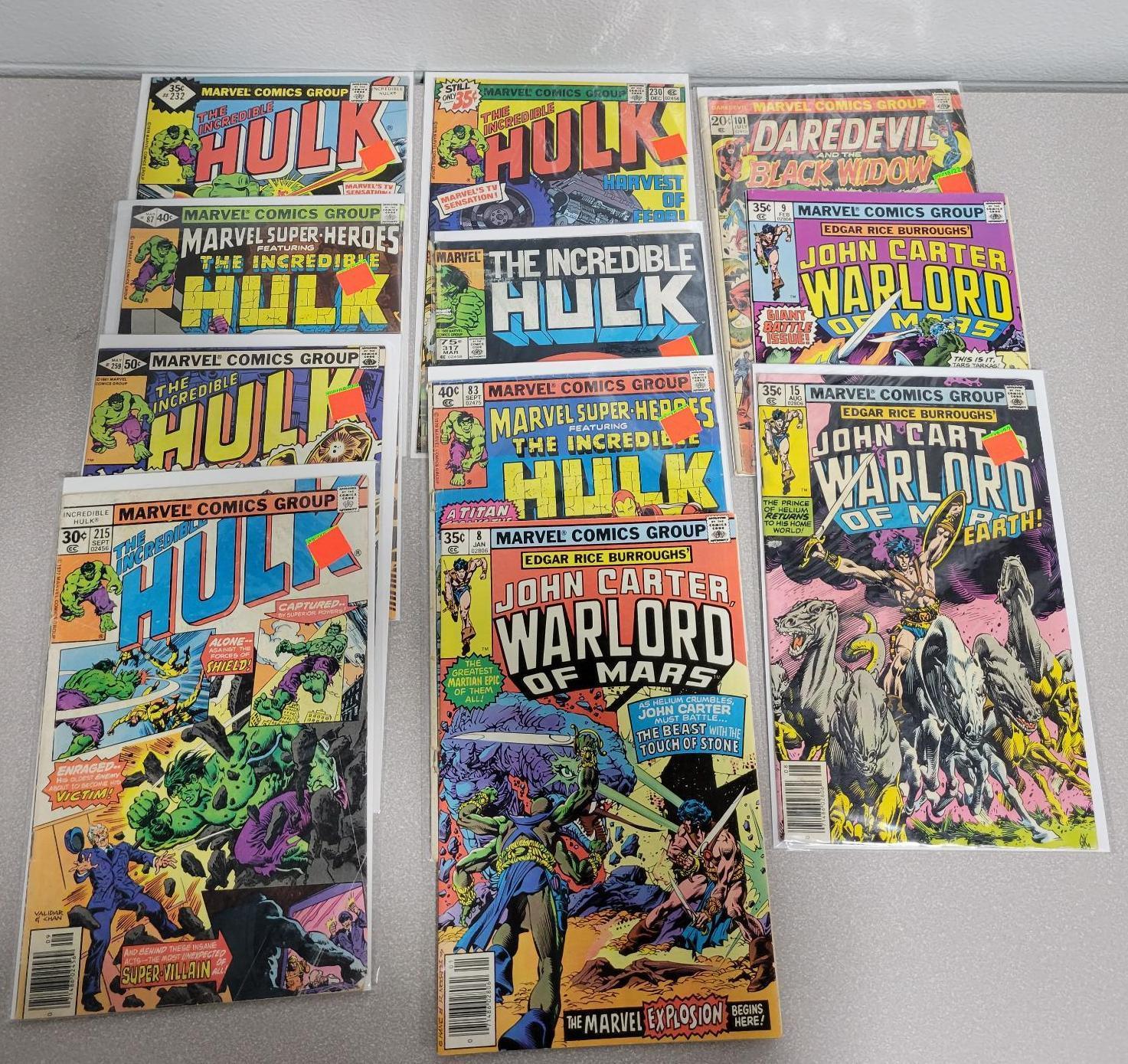 Marvel Comics lot of 11 including: Hulk and John Carter
