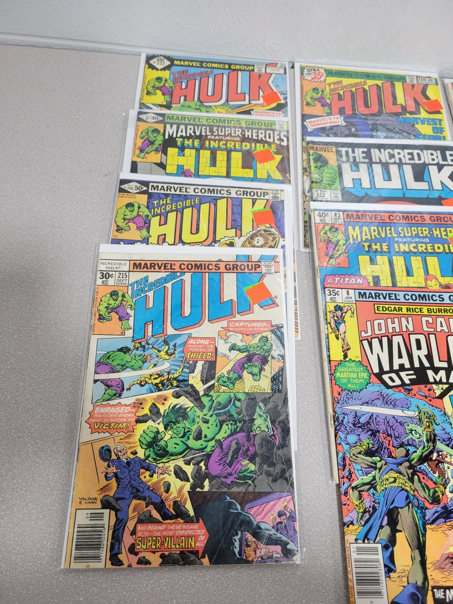 Marvel Comics lot of 11 including: Hulk and John Carter