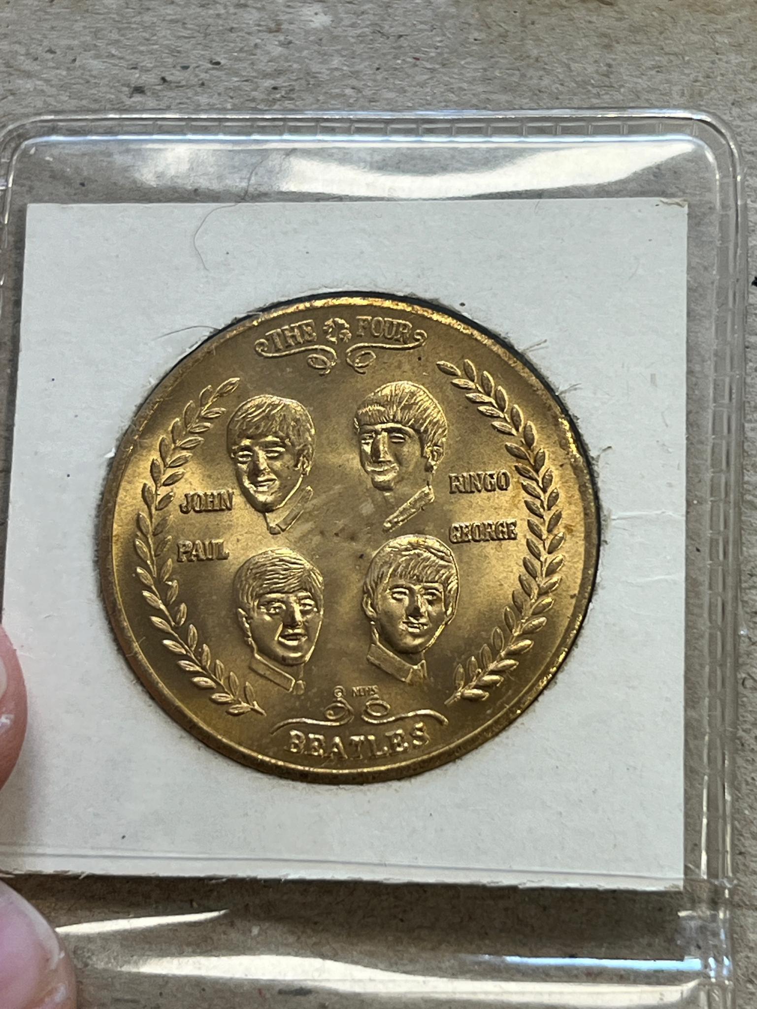 5- Beatles 1964 Commemorative Medals, we took one out of packaging for phots, rest are wrapped