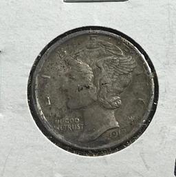1917 Mercury Dime, 90% Silver