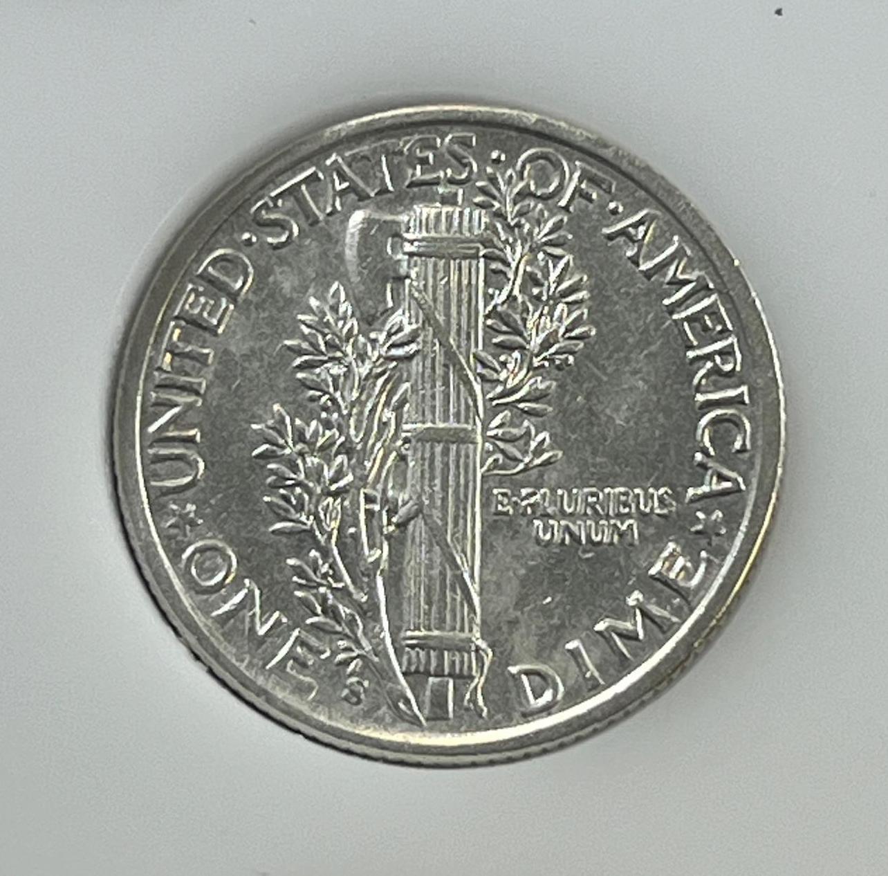 1942-S Mercury Dime, UNC, 90% silver