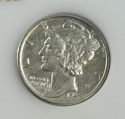 1942-S Mercury Dime, UNC, 90% silver
