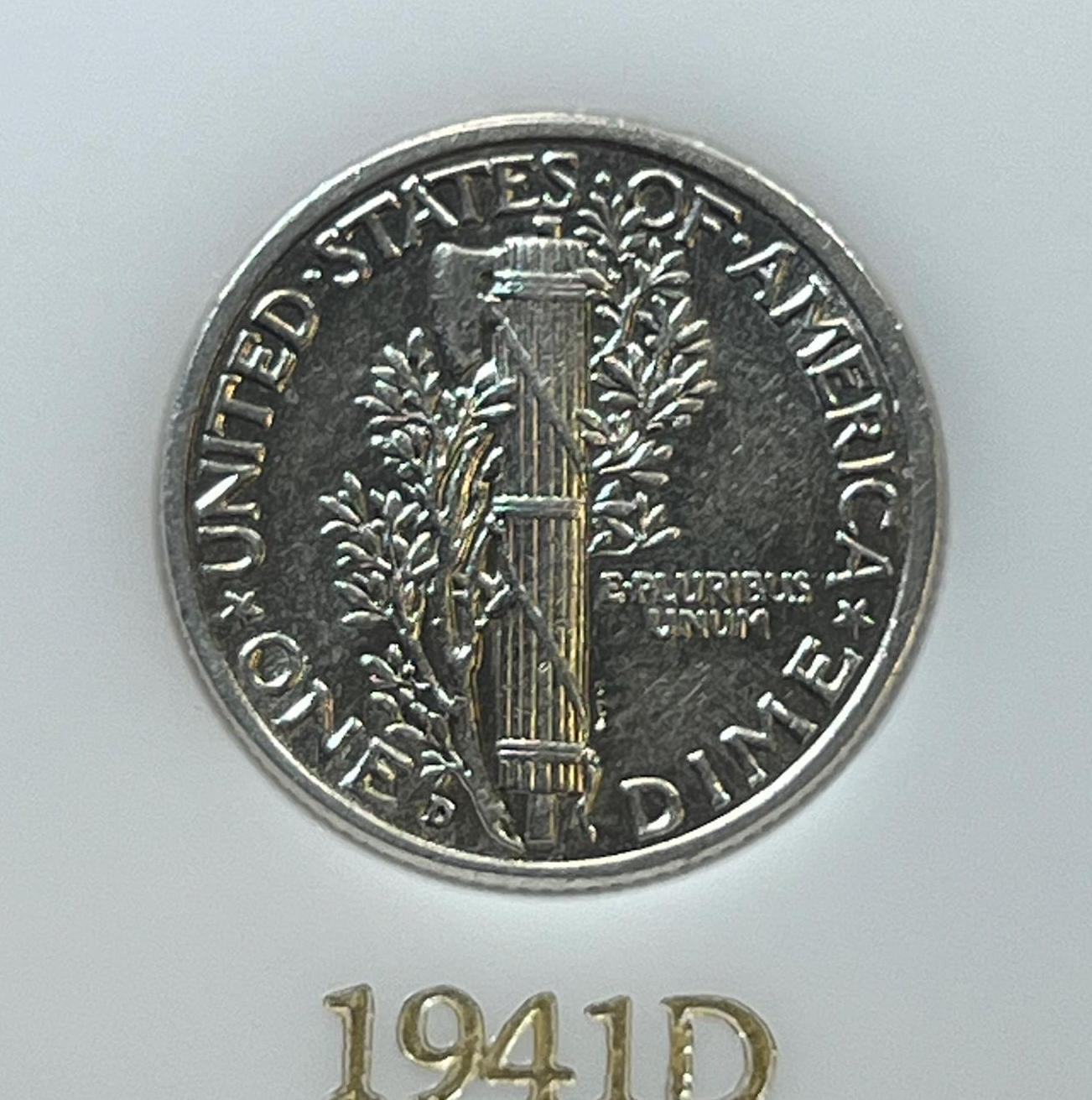 1941-D US Mercury Dime, 90% Silver