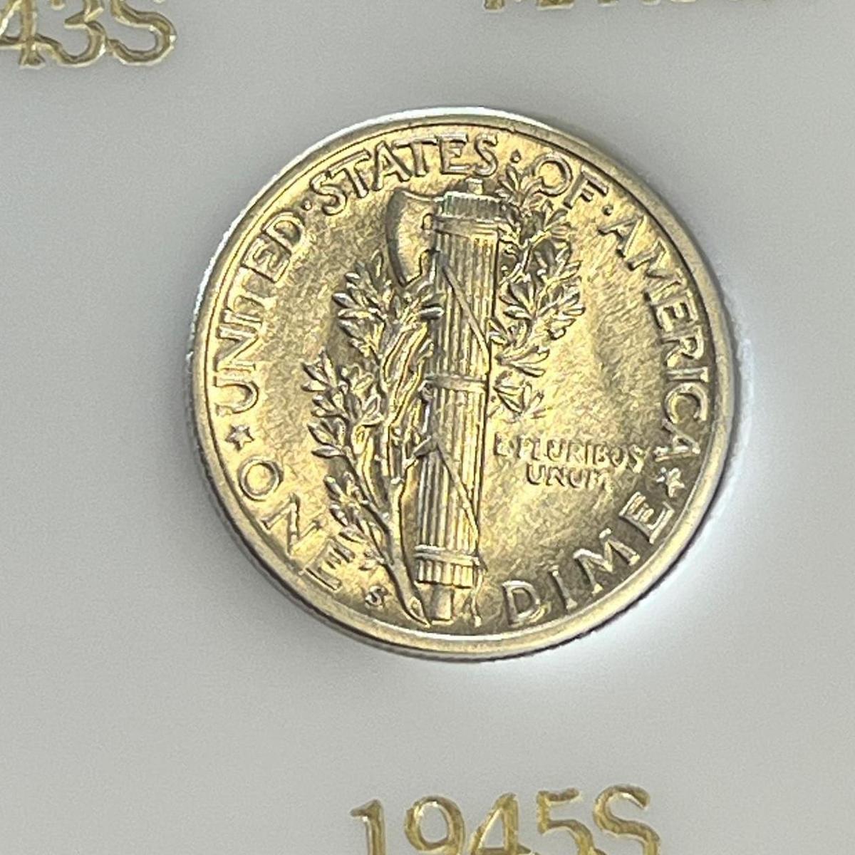 1945-S US Mercury Dime, 90% Silver
