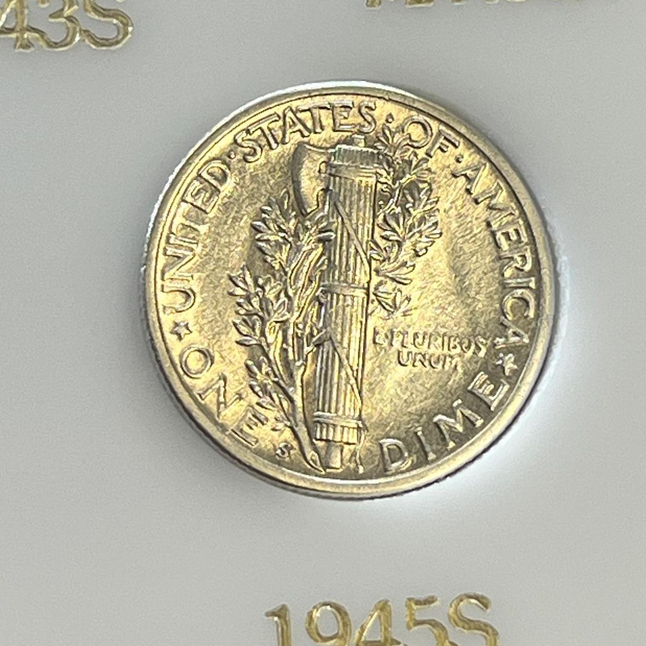 1945-S US Mercury Dime, 90% Silver
