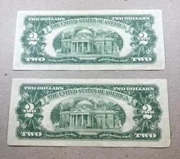 2- 1963 Red Seal $2.00 STAR Notes, sells times the money