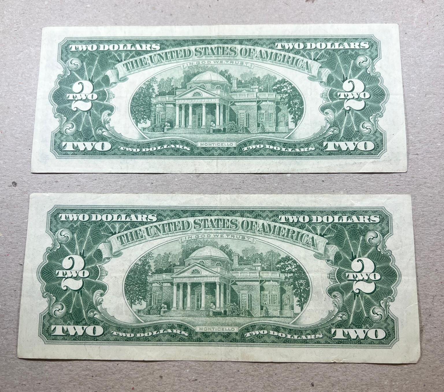 2- 1963 Red Seal $2.00 STAR Notes, sells times the money