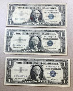 3- 1957 Silver Certificates, 1957, 1957A, 1957B, SELLS TIMES THE MONEY