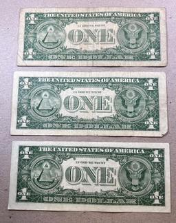 3- 1957 Silver Certificates, 1957, 1957A, 1957B, SELLS TIMES THE MONEY