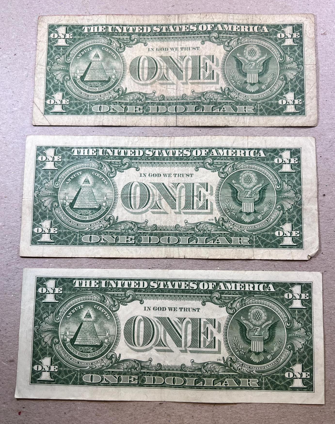 3- 1957 Silver Certificates, 1957, 1957A, 1957B, SELLS TIMES THE MONEY