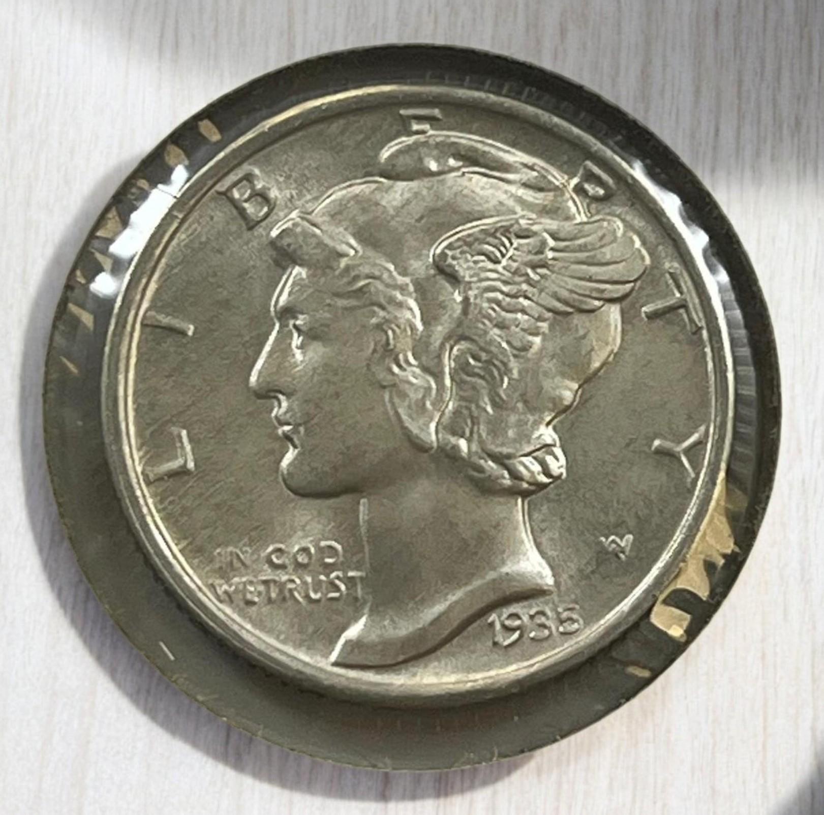 1935 US Mercury Dime, 90% Silver