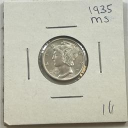 1935 US Mercury Dime, 90% Silver