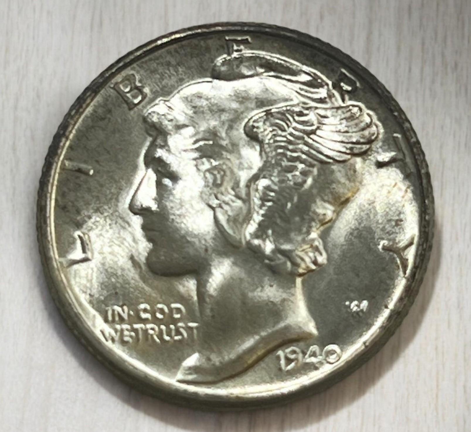 1940 US Mercury Dime, 90% Silver