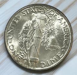 1945-S US Mercury Dime, 90% Silver
