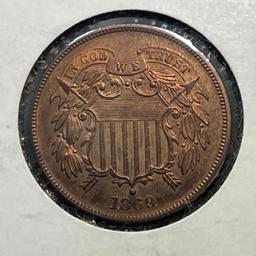 1869 US 2 Cent Piece, Appears Proof, see pics!