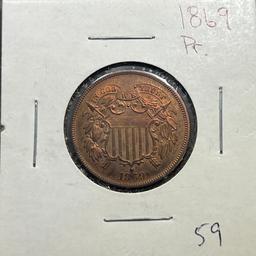 1869 US 2 Cent Piece, Appears Proof, see pics!