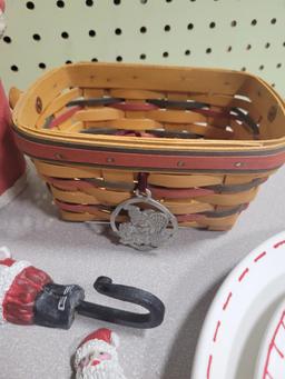 2 Longaberger baskets, 4 plates, 4 snowman ornaments and more