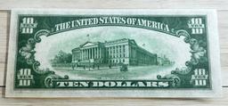 1934A $10.00 Green Seal Federal Reserve Note, UNC