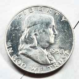 1958-D Franklin Half Dollar, 90% Silver