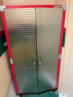 Cabinet 6 ft tall on casters, contents not included, no keys