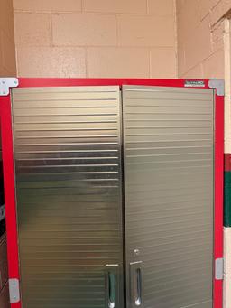 Cabinet 6 ft tall on casters, contents not included, no keys