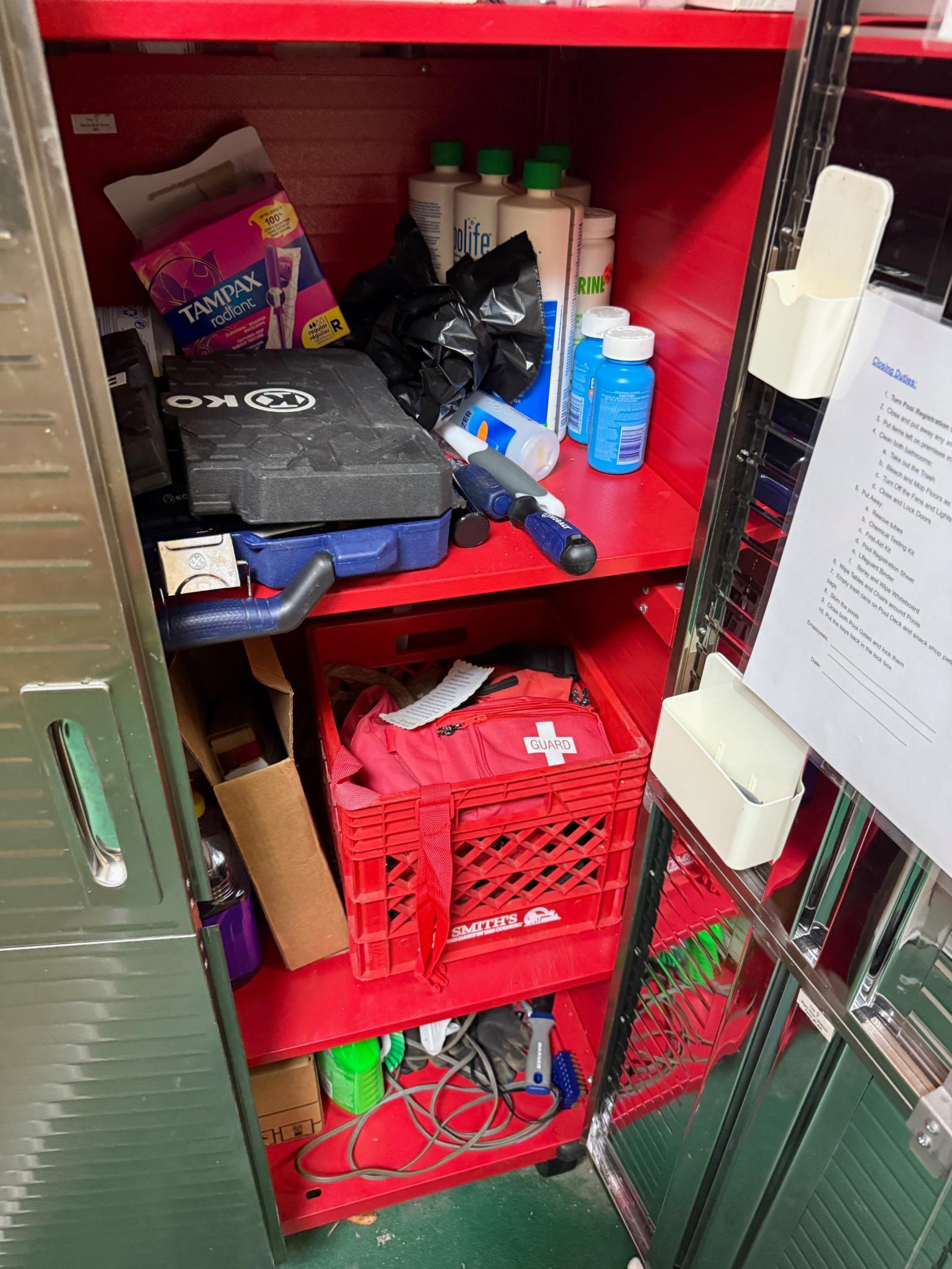 Cabinet 6 ft tall on casters, contents not included, no keys