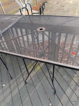 High Top Iron Table top is 36" x 36", 41" tall w/ umbrella hole